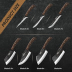 HOSHANHO Butcher Knife Set, Hand Forged Butcher Chef Knife Set with Roll Bag, Sharp Meat Cleaver Knife & Bone Chopper Knives & Fillet Knives for Home & Camping & BBQ Gift for Men