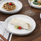 8-Inch Stoneware Dinner Plates - 4 Piece Ceramic Plates for Pasta, Salad, or Appetizers - Microwave and Dishwasher Safe, Plates Set for Casual Dining or Formal Gatherings,White(Grey Bottom)