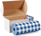 Exquisite Party Solids 54 Inch X 100 Feet Blue Gingham Plastic Table Cover Roll in A Cut - to - Size Box with Convenient Slide Cutter. Cuts Up to 12 Rectangle 8 Feet Plastic Disposable Tablecloths