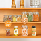 ComSaf 4 oz Glass Jars with Lid, Set of 12 Mini Airtight Glass Jars, Spice Jars, Small Mason Jar, Canning Jar Square with Seal Wire Clip Fastening, Labels & Funnels for Jam, Honey, Kitchen, Wedding