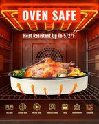 Roasting Pans Set Round Baking Dish 4-Pack 9/10/12/14 Inch Enamel Non-Stick Large Bakeware for Cake Pizza Turkey Roaster, Oven & Dishwasher Safe Christmas Gift for Ladies Cookware