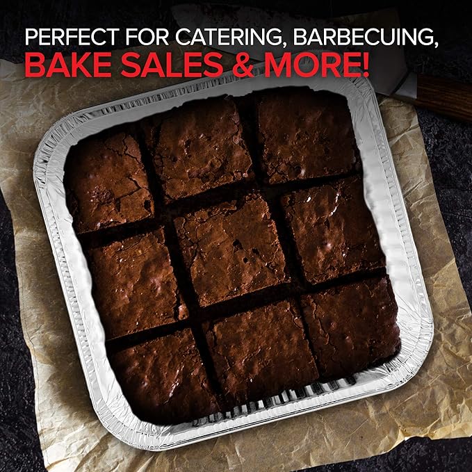 Stock Your Home 8x8 Foil Pans with Lids (20 Pack) 8 Inch Square Aluminum Pans with Covers -Disposable Food Containers Great for Baking Cake, Cooking, Heating, Storing, Prepping Food