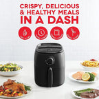 DASH Tasti-Crisp™ Electric Air Fryer Oven, 2.6 Qt., Black – Compact Air Fryer for Healthier Food in Minutes, Ideal for Small Spaces - Auto Shut Off, Analog, 1000-Watt