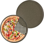 casaWare 2pc 12-inch Ultimate Pizza Pan Set, Nonstick, Ceramic Coated, (1) Solid, (1) Perforated (Silver Granite)