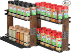 Nieifi Pull Out Spice Rack Organizer, 2 Tiers, Wood Grain, Spice Organization for Cabinet, Height Adjustable, Easy to Install