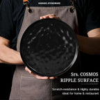 HaWare Stoneware Plates Set of 6, 7.9" Salad Plates, Reactive Glaze Ripple Ceramic Dish Set for Appetizer, Dessert, Scratch Resistant, Small Dinner Plate, Microwave and Dishwasher Safe, Matte Black