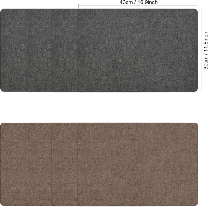 Myir JUN Placemats Dual Sided, Faux Leather Place Mats Set of 4 Indoor Placemat for Dining Table Outdoor Place Mat Square Non-Slip Washable Table Mats (Gray Brown, Set of 4)