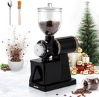 Burr Coffee Grinder Electric Espresso Grinder Commercial & Homeuse Silent Small Coffee Bean Grinder with Hopper Adjustable Grind, With Brush, Spoon, Black