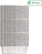 PARTY BARGAINS 2 Lb Aluminum Loaf Pan - 60 Pack, 8.5" x 4.5" x 2.5" Heavy Duty Disposable Bread Pans for Perfect for Baking, Lasagna, Meatloaf & Food Serving (Max 240°C)