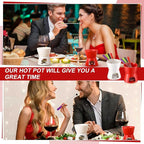 Mudder 8 Pcs Mini Fondue Pot Set with 32 Color Coded Forks Porcelain Tea Light Melting Mugs for Chocolate Cheese Dessert Small Fondue Pot Set for Christmas Valentine's Tapas Gifting (Red White)