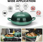 Bread Oven for Sourdough (5.5 QT), Joyfair Enamaled Cast Iron Bread Dutch Oven with Lid, Sourdough Bread Baking Pan, Heavy Duty Dual Handles, Non-Stick & Even Cooking, Oven-safe 500°F, Olive Green