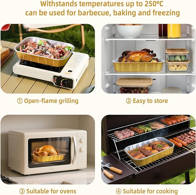 Aluminum Foil Pans with Lids (15 Pack with Lids),9x13,Heavy Duty Aluminum Pans, Disposable Aluminum Pans,Gold Foil Pans,Deep Container for Heating, Baking,Cooking,BBQs,Parties, Storing,118oz