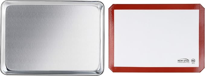 New Star Foodservice Commercial 18-Gauge Aluminum Sheet Pan & Silicone Baking Mat (13 by 18-Inch (Half Size))