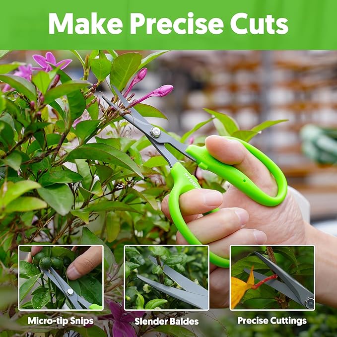 Garden Scissors, 2PCS 6in Pruning Shears Snips Non-stick Coated Sharp Steel Blades - Gardening Tools Garden Shears for Plants Herb Flowers in Grow Tent and Hydroponics