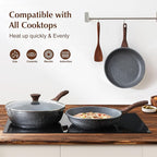 SENSARTE Nonstick Frying Pan Skillet, Swiss Granite Coating Omelette Pan, Healthy Stone Cookware Chef's Pan, PFOA Free (8/9.5/10/11/12.5 Inch) (11 Inch)