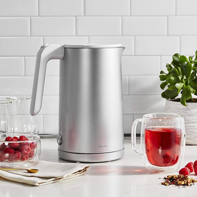 ZWILLING Enfinigy Cool Touch 1.5-Liter Electric Kettle, Cordless Tea Kettle & Hot Water, Silver