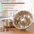 Homikit Nonstick Cake Pan Set of 2, Heavy Duty Carbon Steel Fluted Tube Round Pans 10 Inch 10 Cups for Baking Pound Cakes, Jello, Brownie, Monkey Pumpkin Bread, Oven Safe & Easy Release, Gold