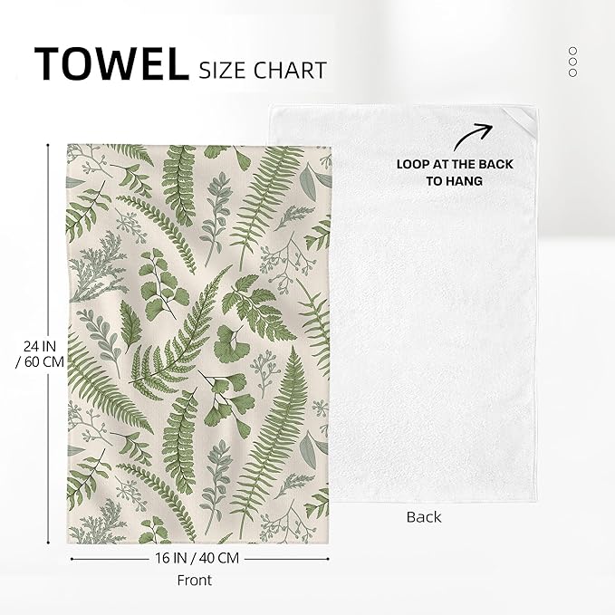 Cute Botanic Dish Towels for Drying Dishes, Absorbent Decorative Sage Green Herbs Leaves Kitchen Towels,Hand Towels Tea Tewels for Kitchen Baking Bar Bathroom Decoration