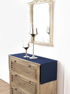 Solino Home Linen Navy Table Runner 36 Inches - Classic Hemstitch, 100% Pure Linen Coffee Table Runner 14 x 36 Inch Ideal for Dresser Tables - Summer, Fall, Autumn, Halloween