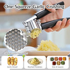 Garlic Press Mincer, Crusher Set with Removable Chamber - Ergonomic Handle, Dishwasher Safe, Easy to Clean for Kitchen, Cooking, Restaurants