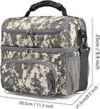FlowFly Double Layer Cooler Insulated Lunch Bag Adult Lunch Box Large Tote Bag for Men, Women, With Adjustable Strap,Front Pocket and Dual Large Mesh Side Pockets