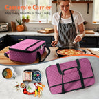 Lunch Bag - Large Insulated Casserole Carrier, Reusable Lunch Box for Men/Women, Insulated Lunch Bag Leakproof Lunchbox for Men Adults Work Picnic Hiking Beach(Pink) 17.12" x 11.42"x 4.53"