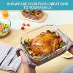 Vtopmart 2Pack 2260ml/ 76.4oz Large Glass Storage Containers with Lids, Meal Prep Food Container Set with Snap Airtight Lid for Baking, Microwave, Oven, Leak Proof, for Freezer, Dishwasher, Grey