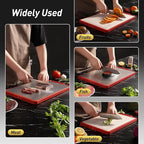 Titanium Cutting Boards for Kitchen Chopping Board with Handle Large Big Small Kitchen Meat Butcher Block 2 in 1 Pure Titanium and Wheat Straw PP Not Wood Bamboo Plastic Silicone Teak Red/Beige