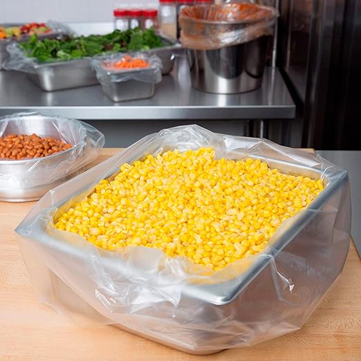 APQ Pack of 500 Steam Table Pan Liners with Twist Tie 24 x 17 for 1/2 Pan. Disposable Polyethylene Pan Liners 24x17. Poly Bun Pan Covers for Caterers, Cafeterias, Restaurants.