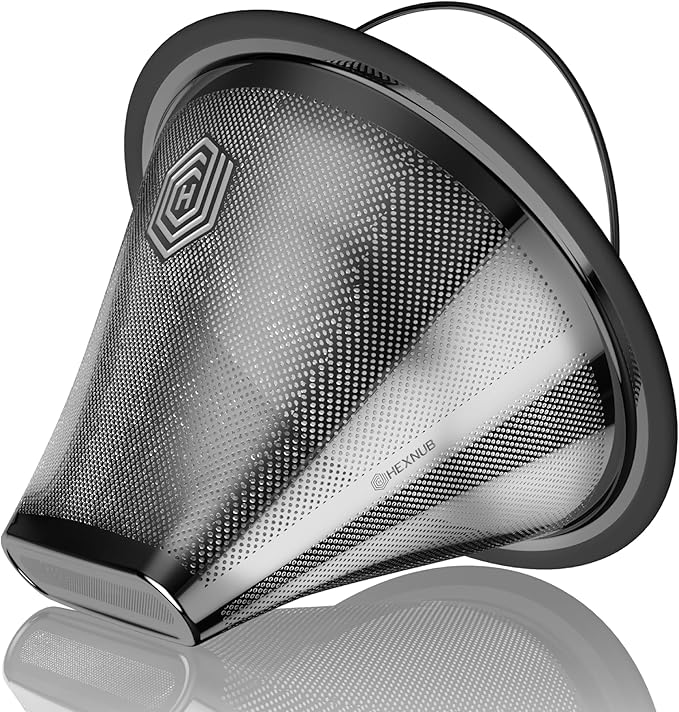 HEXNUB Reusable #4 Coffee Filter for Technivorm Moccamaster KBGV, KBT & Krups Essential Brewer, Stainless Steel Mesh - Durable Metal Filter