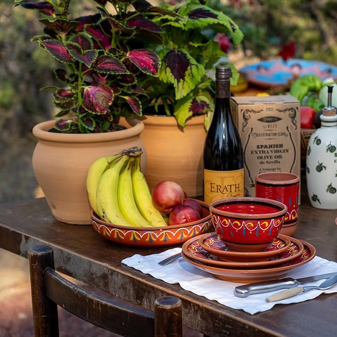 Cactus Canyon Ceramics Salsa Bowls - Spanish Terracotta Multicolor Decor - Small Serving Bowl (European Size), Festive Dinnerware 5 Piece Set - Dishwasher & Microwave Safe