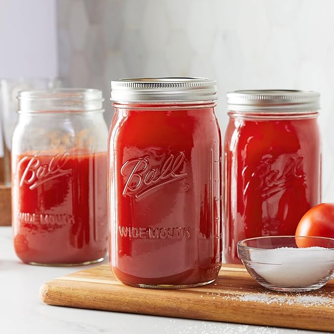 Ball Wide Mouth Clear Glass Canning Quart 32 Oz Mason Jars with Lids, 12 Pack