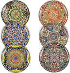 Dinner Plates 6 pcs,8.5 Inch Ceramic Plates, Microwave, Oven and Dishwasher Safe, Colorful Bohemian Style Dishes for Kitchen