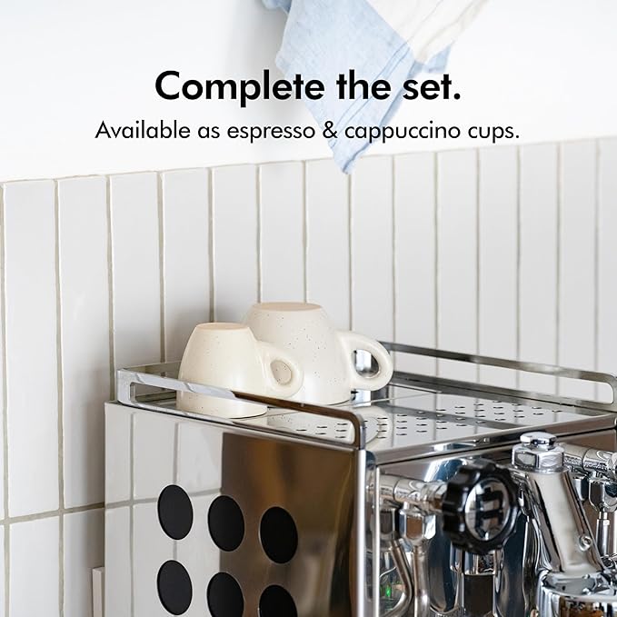 KIVY Cappuccino cups set [4x 8oz] - Thick-walled stoneware cappuccino cup set for latte art - Cappuccino coffee cups - Tazas de cafe - Latte cups - Ceramic latte art cup and saucer set of 4