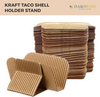 [200 COUNT]Harvest Pack Disposable Kraft Taco Holder Stand Tray, Taco Plates Serving Rack for Taco Shells Tortillas Hot Dogs Waffle Shawarmas Gyros Pita Bread Pocket Wraps, Taco Party Taco Tuesday