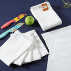 Kitchen Towels 100% Cotton Solid Kitchen Dish Cloths Decor Hand Towel Reusuable Dish Towel for Cleaning & Drying Tea Towels Set with Hanging Loop - 18"x 28" - White, Pack of 12