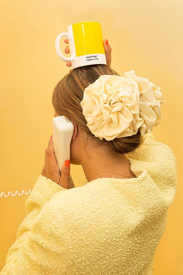 Pantone by Copenhagen Design - Large ceramic coffee mug with handle - Colorful Porcelain coffee mug/cup, 12 oz Yellow 012