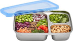 U Konserve Stainless Steel Rectangle Divided 3 Section Food Storage Bento Box Container, Leak Proof Silicone Lid Dishwasher Safe - Plastic Free, (24oz Cosmic Blue)