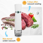 Sunvivi Portable Vacuum Sealer Machine for Food Storage & Preservation – Automatic Air Sealing System with Reusable Bags & Kitchen Accessories – Handheld Food Saver for Home, Sous Vide, White