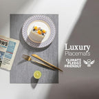 LEXMORE PVC Woven Placemats 6 PCS Wipeable Indoor/Outdoor Table Mats Washable Vinyl Place Mat for Dining Table, Set of 6-Gray