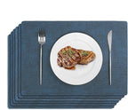 Softalker Vinyl Placemats Set of 6 - Faux Leather Heat Resistant Place Mats, 100% Waterproof Oilproof Wipe Clean Table Mats for Indoor & Outdoor Use, 17’’×12’’, Navy Blue