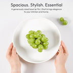 Granite Inspired Matte White Fruit Bowl | Wide, Shallow Textured Pedestal Bowl | 11 Inch Unique Centerpiece for Table or Decor for Entryway Table