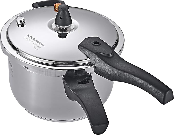 Stainless Steel Pressure Cooker with Steamer Basket, Faster Cooking and Safety Pressure Release (9-Liter)