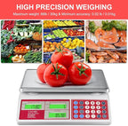 CAMRY Digital Price Computing Scale 66lb/30kg Commercial Produce Scale with Stainless Steel Platform and Green Backlight LCD Display for Meat, Fruit, Ideal for Deli, Farmers Markets, Restaurants