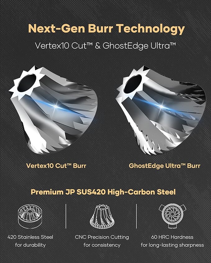 Cocinare ESSENCE DUO B38 Ultra Coffee Grinder - Electric Wireless 2-in-1 Removable Countertop Manual Grinder Kit, 80 Precision Setting, GhostEdge Burr - Design for Pour-over & Espresso (Vintage White)