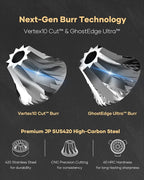 Cocinare ESSENCE DUO B38 Ultra Coffee Grinder - Electric Wireless 2-in-1 Removable Countertop Manual Grinder Kit, 80 Precision Setting, GhostEdge Burr - Design for Pour-over & Espresso (Vintage White)