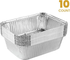 PLASTICPRO Disposable 5 LB Aluminum Takeout Tin Foil Baking Pans 7'' X 10'' X 3'' Inch Bakeware - Cookware Perfect for Baking Cakes,Brownies,Bread, Meatloaf, Lasagna, Pack of 10