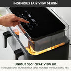 GreenPan Clearview 10QT Double Air Fryer, 360° Clear Window, PFAS-Free Ceramic Nonstick 5QT Drawers & Trays, Dual Cooking, 12-Presets, Shake Reminder, Keep Warm, Dishwasher Safe Parts