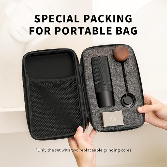 MAVO Manual Coffee Grinder, Wizard Hand Coffee Grinder, Capacity 25g with 2PCS CNC Stainless Steel Conical Burr -Pentagon and Hexagonal, Burr Coffee Bean Grinder for French Press, Pour Over, Black