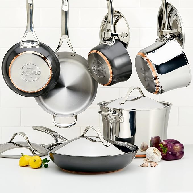 Anolon Stainless Steel & Hard Anodized Aluminum, Cookware Set (11 Piece)